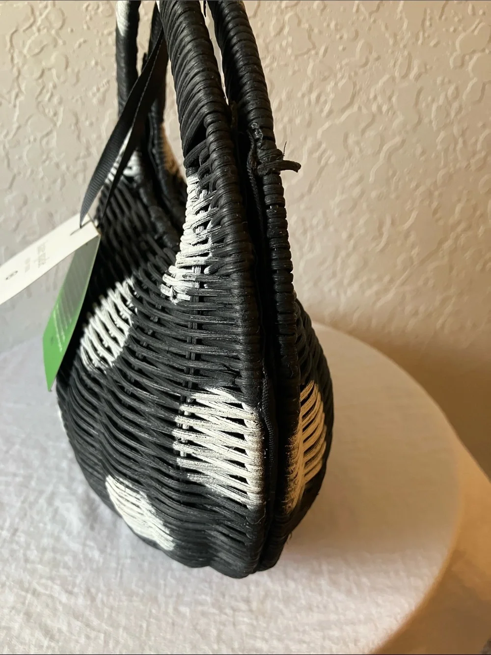 kate spade x Target: Black & White Polka Dot Woven Wicker Tote
